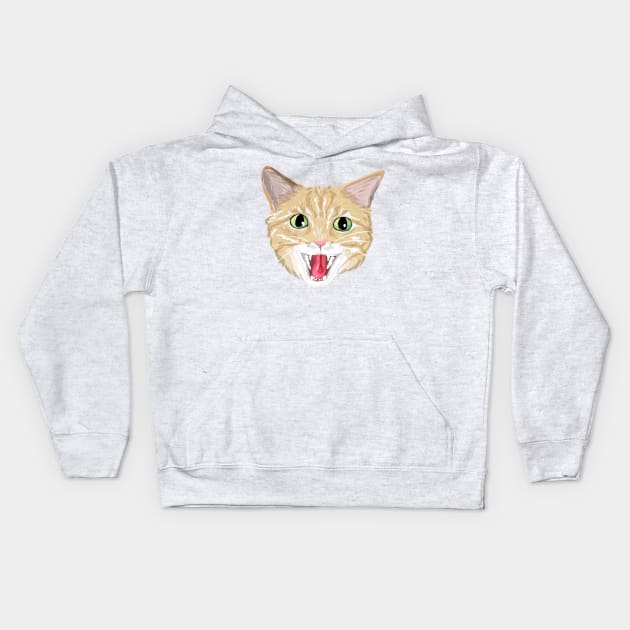 Orange tabby cat hissing Kids Hoodie by michelleachan